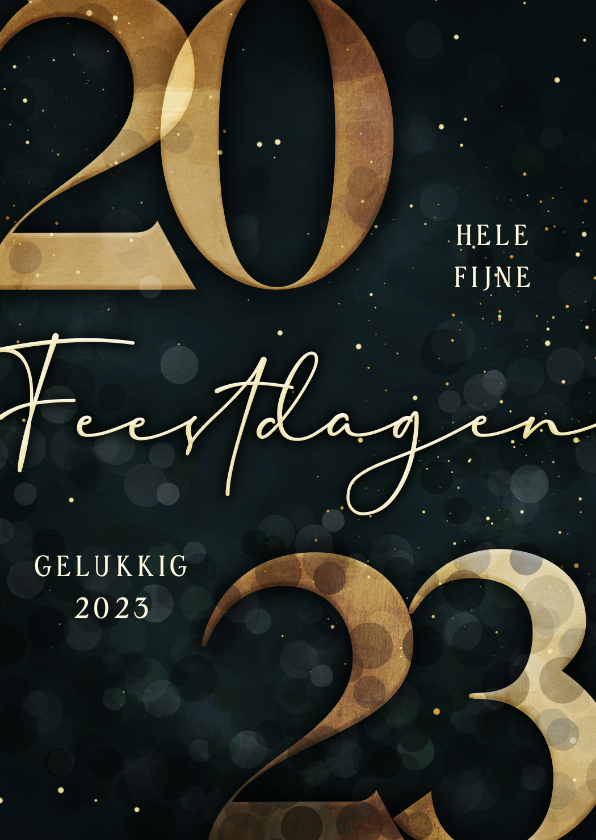 Kerstkaart gouden 2023 donkergroen stijlvol - Kerstkaarten Kerstkaarten - Kerstkaart gouden 2023 donkergroen stijlvol