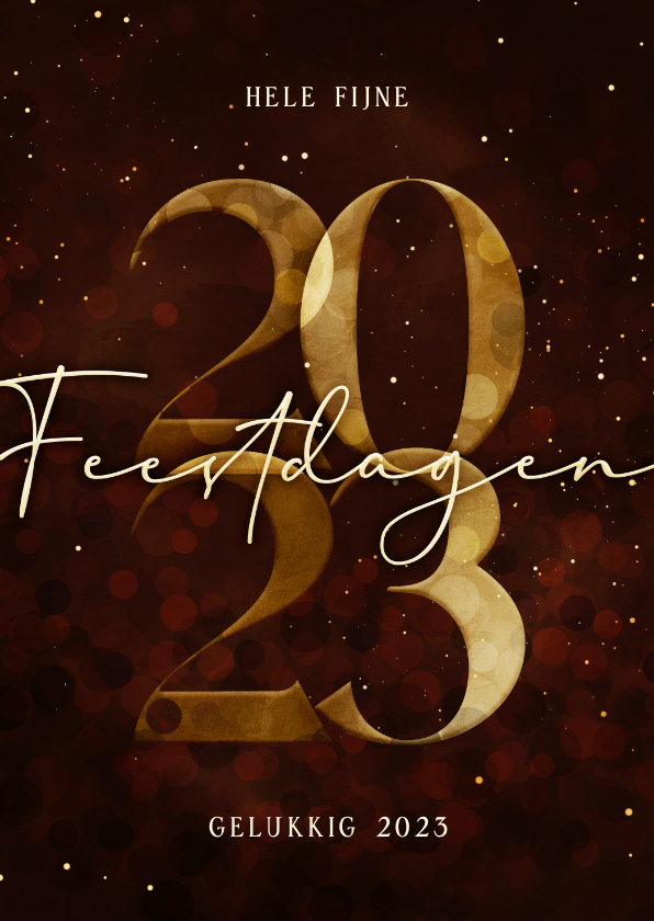 Kerstkaart gouden 2023 donkerrood stijlvol - Kerstkaarten Kerstkaarten - Kerstkaart gouden 2023 donkerrood stijlvol