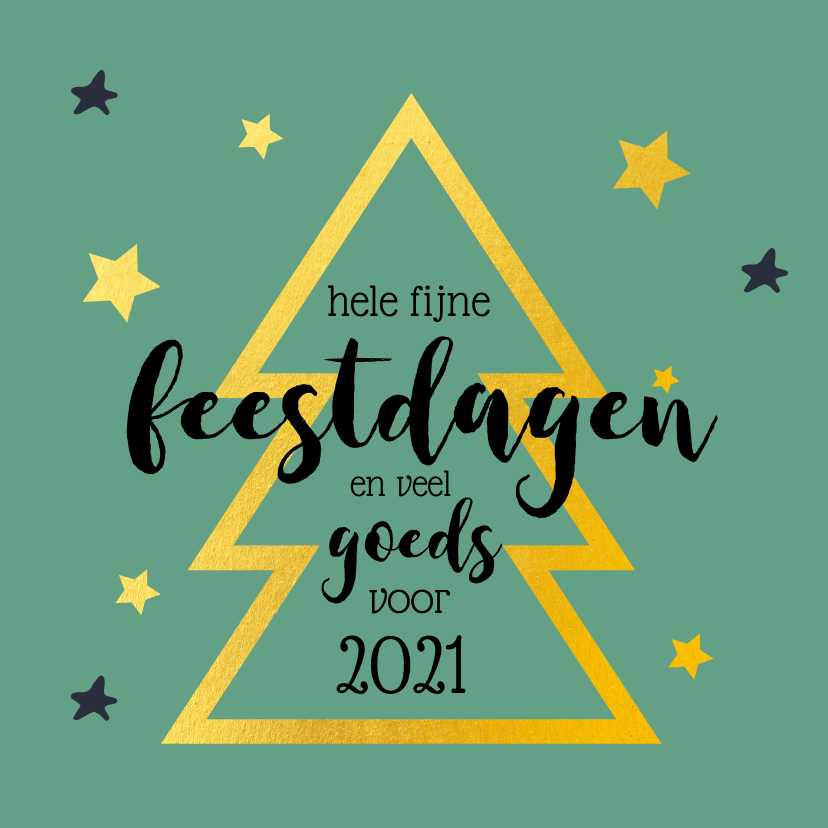 Kerstkaart gouden kerstboom groen 2020 - Kerstkaarten Kerstkaarten - Kerstkaart gouden kerstboom groen 2020