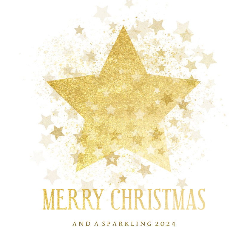Kerstkaart gouden ster stijlvol Merry Christmas - Kerstkaarten Kerstkaarten - Kerstkaart gouden ster stijlvol Merry Christmas