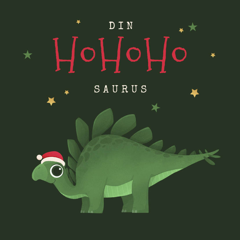 Kerstkaarten - Kerstkaart grappig dinosaurus sterren ho ho ho