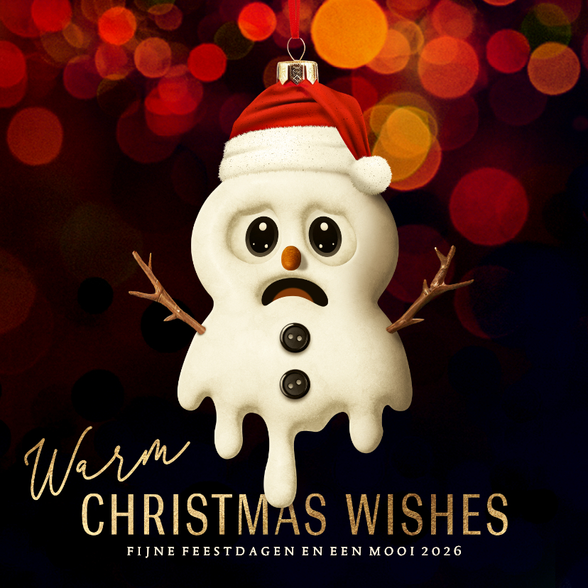 Kerstkaarten - Kerstkaart grappige sneeuwpop kerstbal