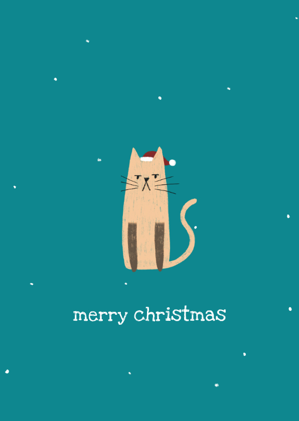 Kerstkaarten - Kerstkaart grumpy cat met kerstmuts