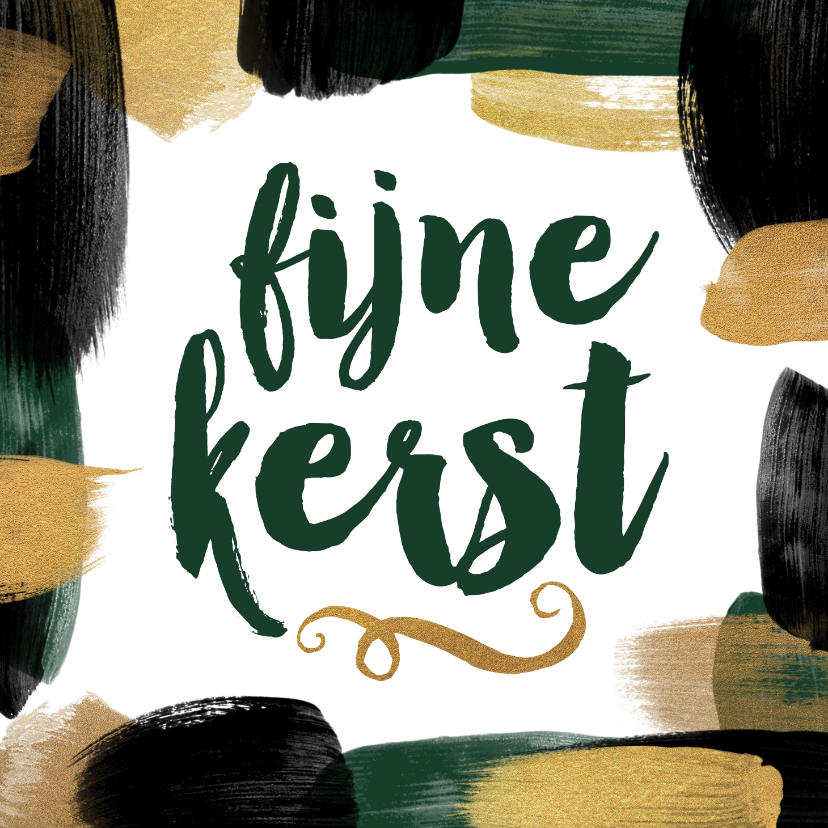 Kerstkaart handlettering gouden verf strepen abstract kunst - Kerstkaarten Kerstkaarten - Kerstkaart handlettering gouden verf strepen abstract kunst