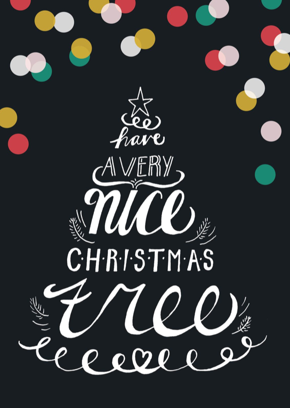Kerstkaart handlettering kerstboom confetti - Kerstkaarten Kerstkaarten - Kerstkaart handlettering kerstboom confetti