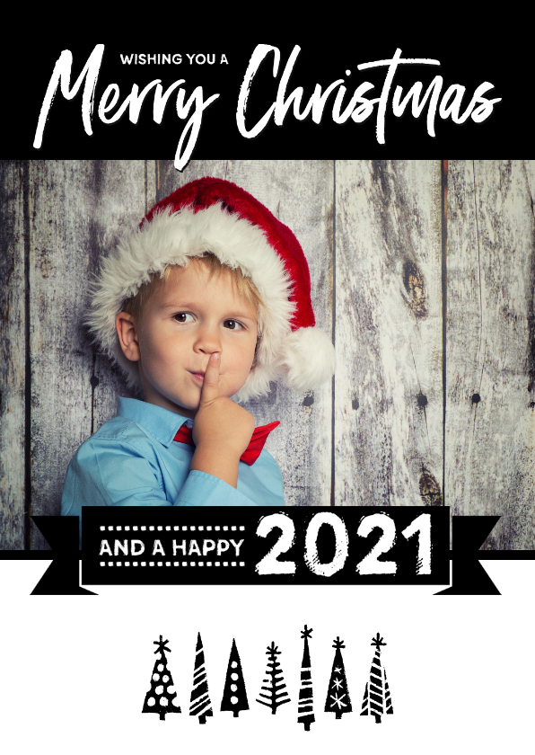 Kerstkaart happy 2021 bomen - Kerstkaarten Kerstkaarten - Kerstkaart happy 2021 bomen