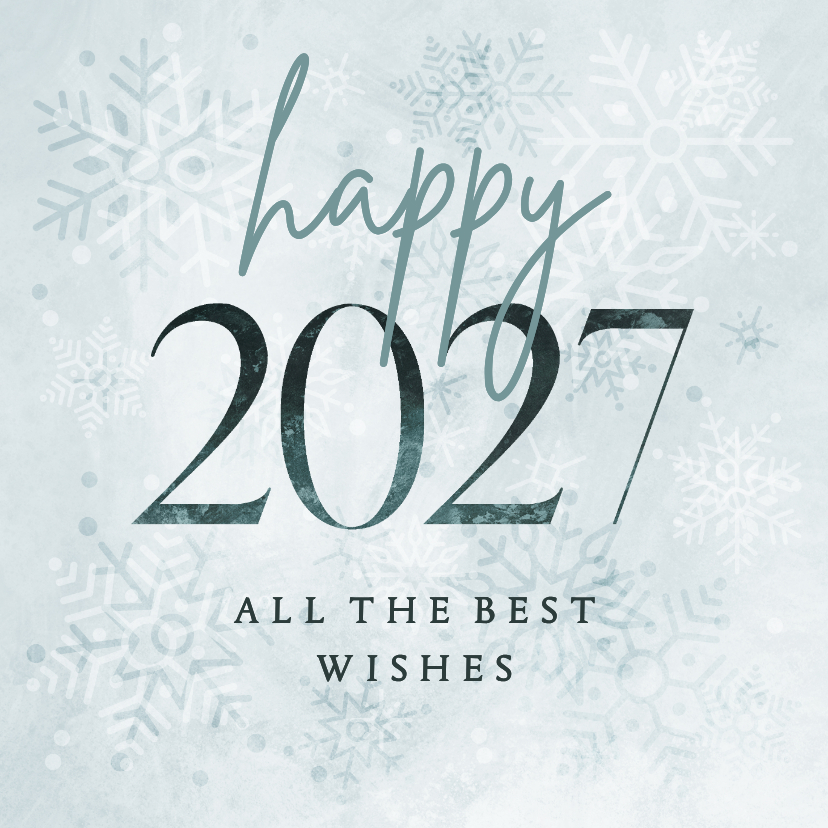 Kerstkaart happy 2027 lichtblauw met sneeuwvlokken - Kerstkaarten Kerstkaarten - Kerstkaart happy 2027 lichtblauw met sneeuwvlokken
