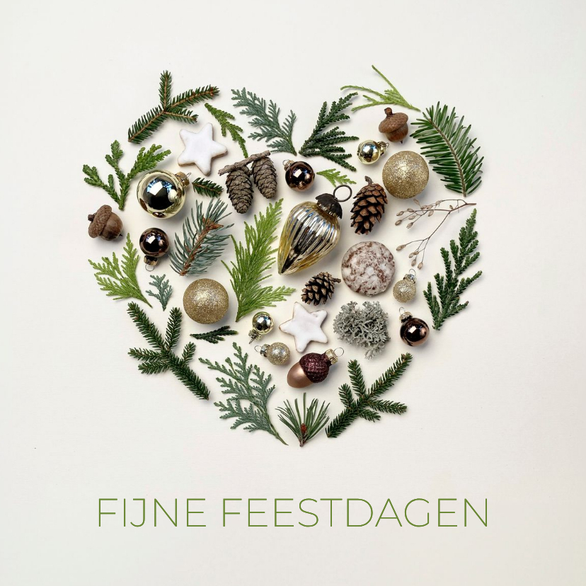 Kerstkaart hart van natuurlijke kerstdecoratie - Kerstkaarten Kerstkaarten - Kerstkaart hart van natuurlijke kerstdecoratie