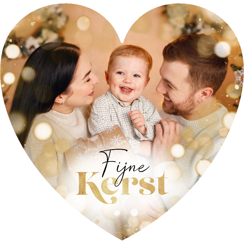 Kerstkaarten - Kerstkaart hartvorm foto lichteffecten bokeh sprankelend