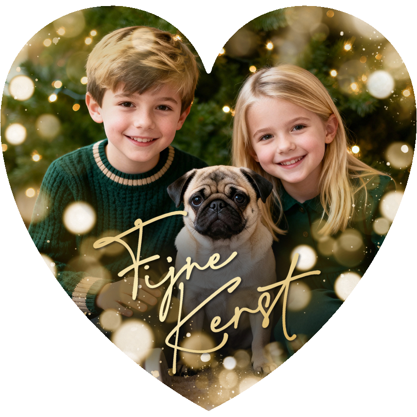 Kerstkaarten - Kerstkaart hartvorm foto sprankelend lichteffecten liefde