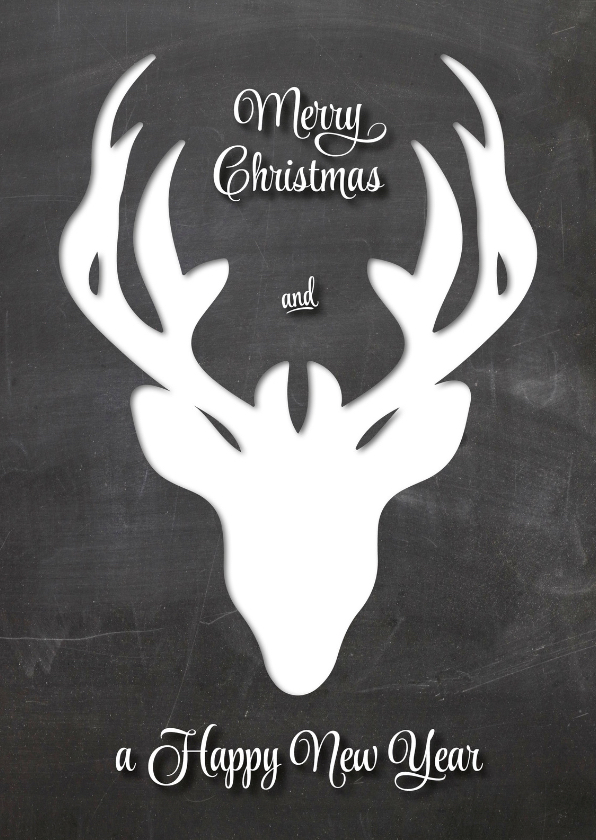 Kerstkaart hert retro schoolbord - SG - Kerstkaarten Kerstkaarten - Kerstkaart hert retro schoolbord - SG