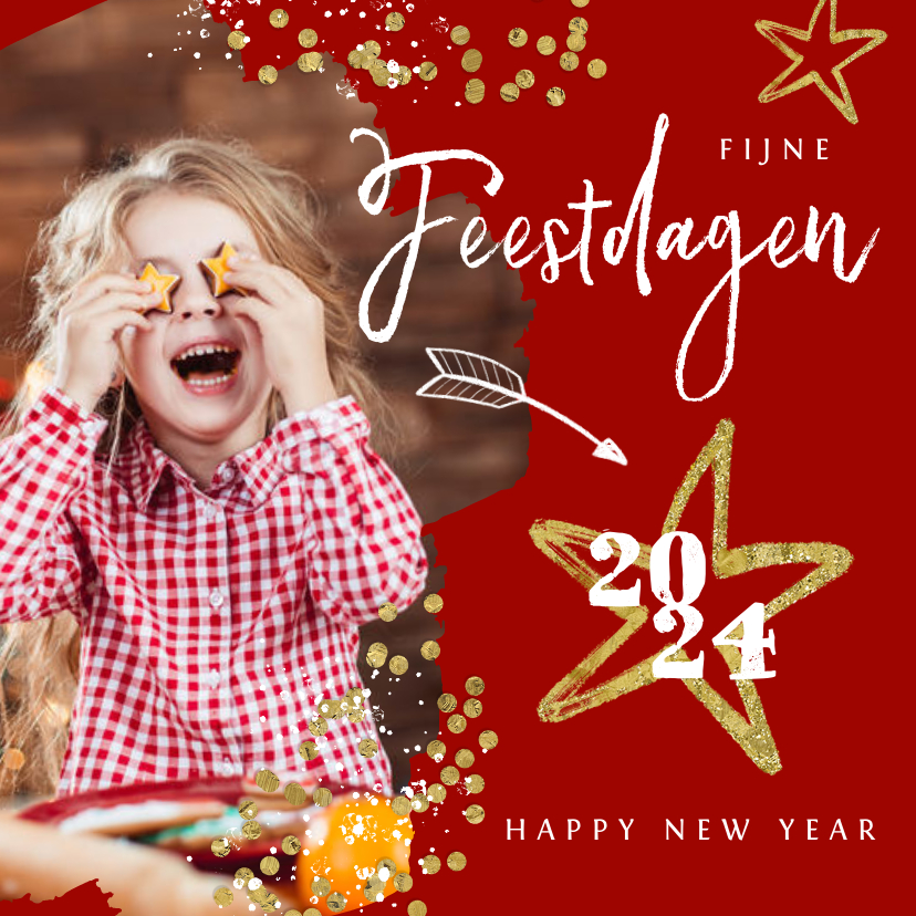 Kerstkaart hip ster confetti foto - Kerstkaarten Kerstkaarten - Kerstkaart hip ster confetti foto