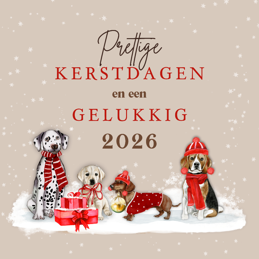 Kerstkaart hondjes kerst - Kerstkaarten Kerstkaarten - Kerstkaart hondjes kerst