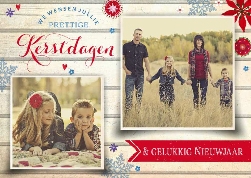 Kerstkaart Hout Vintage - Kerstkaarten Kerstkaarten - Kerstkaart Hout Vintage