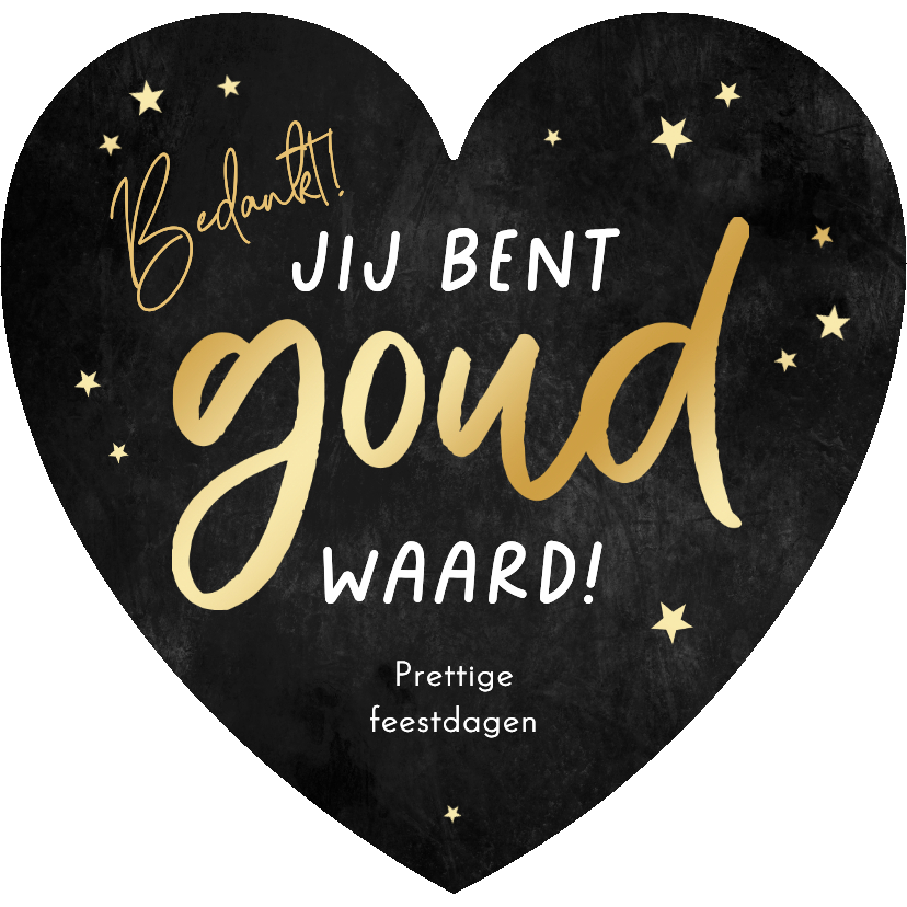 Kerstkaarten - Kerstkaart in hartvorm bedankt goud waard