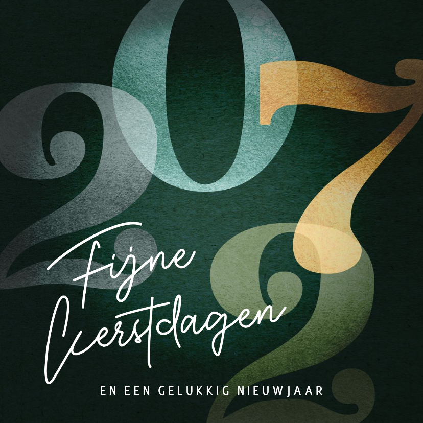 Kerstkaart jaartal 2027 groen - Kerstkaarten Kerstkaarten - Kerstkaart jaartal 2027 groen