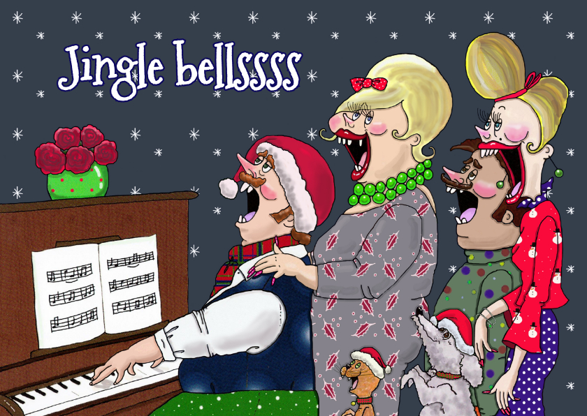 Kerstkaart Jingle bells piano Kerstkaarten Kaartje2go