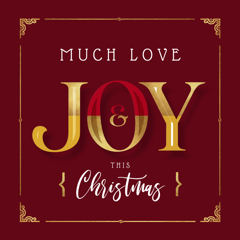 Kerstkaart JOY christmas love goud stijlvol chic - Kerstkaarten Kerstkaarten - Kerstkaart JOY christmas love goud stijlvol chic