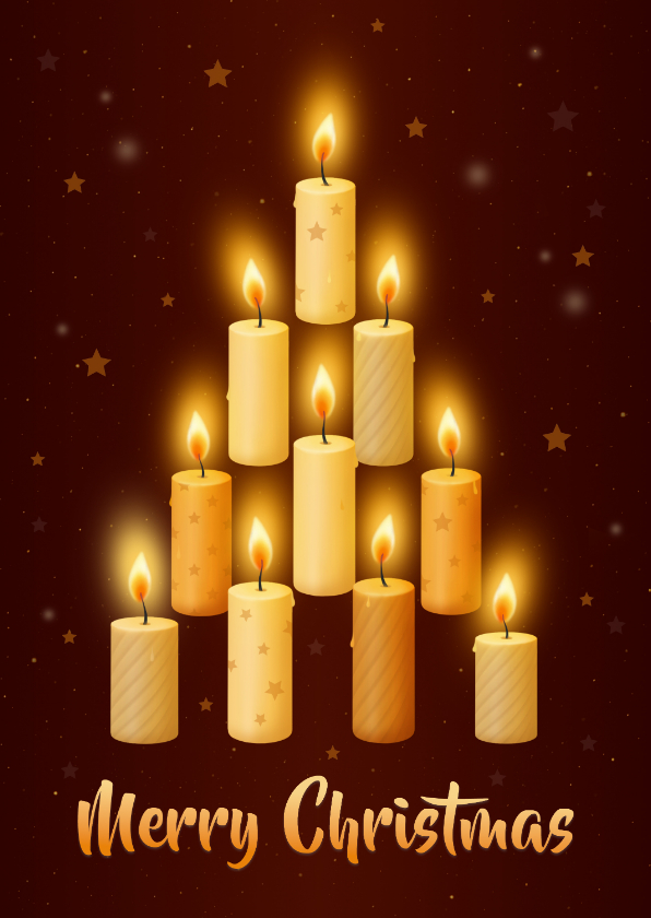 Kerstkaarten - Kerstkaart kaarsen kerstboom