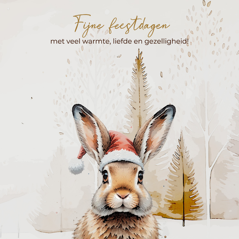 Kerstkaart kerst konijn bos - Kerstkaarten Kerstkaarten - Kerstkaart kerst konijn bos