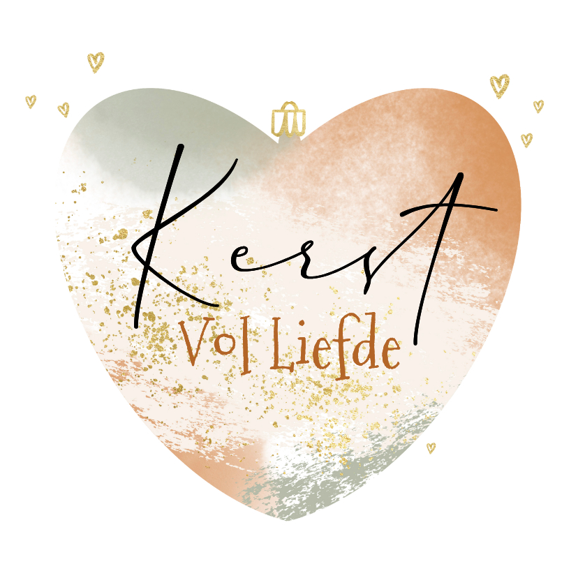 Kerstkaarten - Kerstkaart kerst vol liefde hartvorm waterverf look