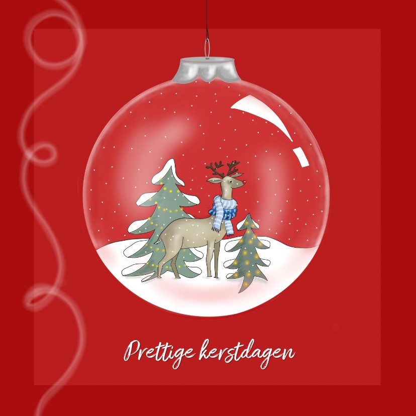 Kerstkaart kerstbal met Rudolf Kerstkaarten Kaartje2go