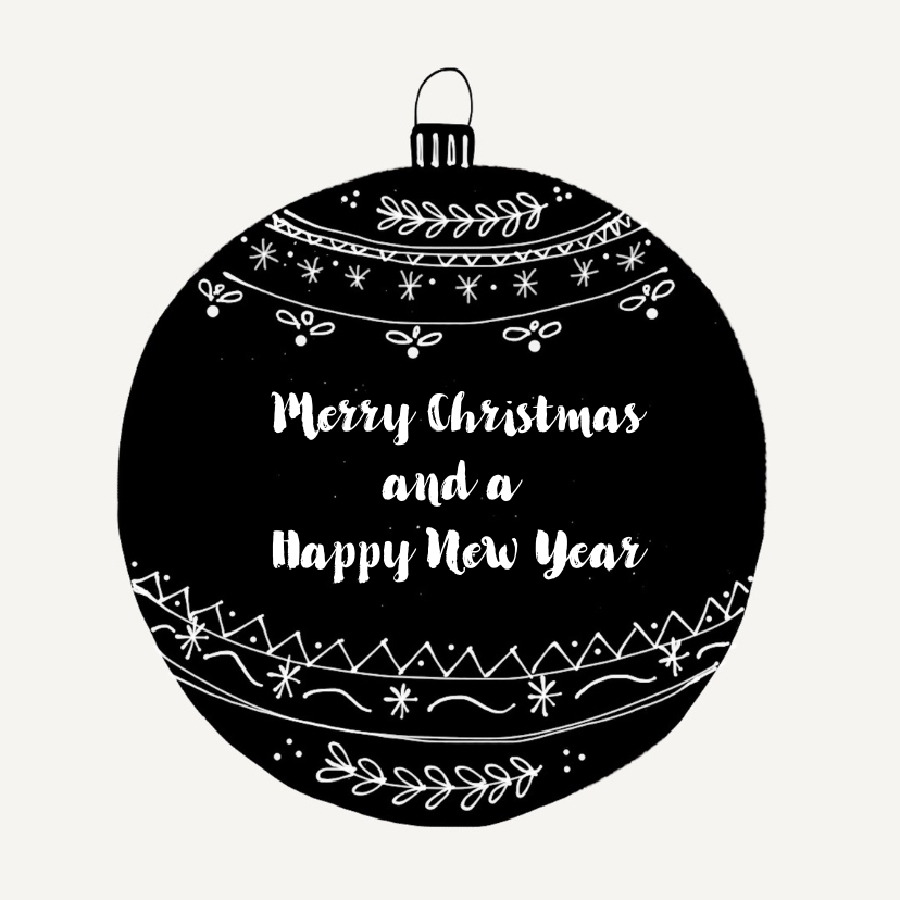 Kerstkaart kerstbal zwartwit - Kerstkaarten Kerstkaarten - Kerstkaart kerstbal zwartwit
