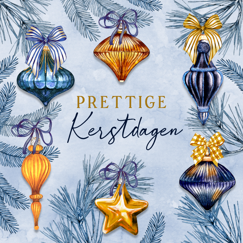 Kerstkaarten - Kerstkaart kerstballen met strik
