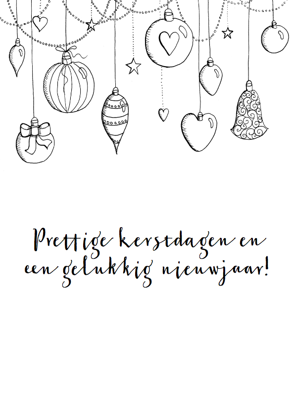 Kerstkaart kerstballen zwart-wit - Kerstkaarten Kerstkaarten - Kerstkaart kerstballen zwart-wit