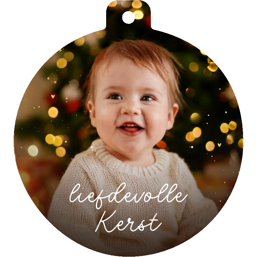 Kerstkaart kerstbalvorm grote foto liefdevolle kerst  - Kerstkaarten Kerstkaarten - Kerstkaart kerstbalvorm grote foto liefdevolle kerst