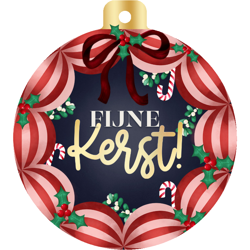 Kerstkaart kerstbalvorm kerstballen kerstkrans Fijne Kerst! - Kerstkaarten Kerstkaarten - Kerstkaart kerstbalvorm kerstballen kerstkrans Fijne Kerst!