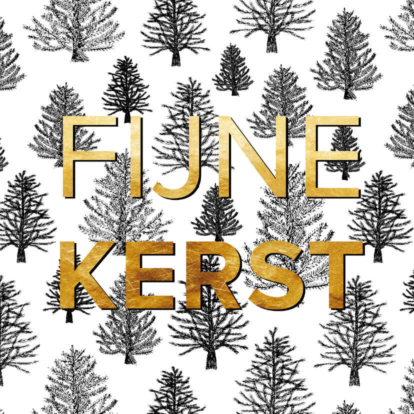 Kerstkaart kerstbomen goud - Kerstkaarten Kerstkaarten - Kerstkaart kerstbomen goud