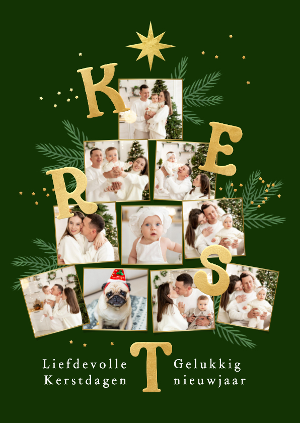 Kerstkaart kerstboom fotocollage kerst nieuwjaar fotokaart - Kerstkaarten Kerstkaarten - Kerstkaart kerstboom fotocollage kerst nieuwjaar fotokaart