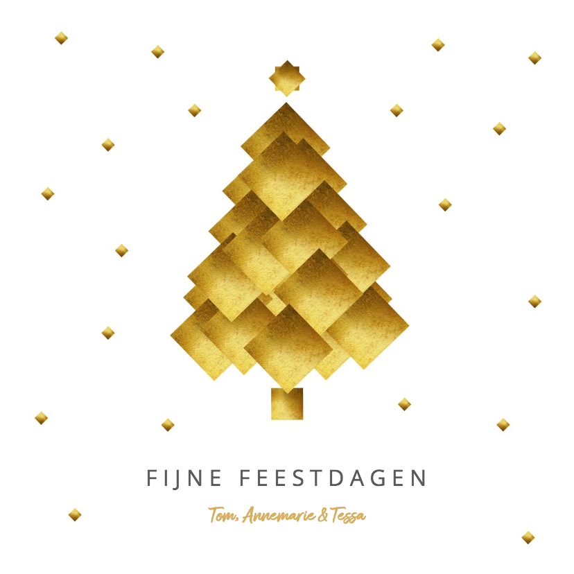 Moderne kerstkaart kerstboom goud blokken - Kerstkaarten Kerstkaarten - Moderne kerstkaart kerstboom goud blokken
