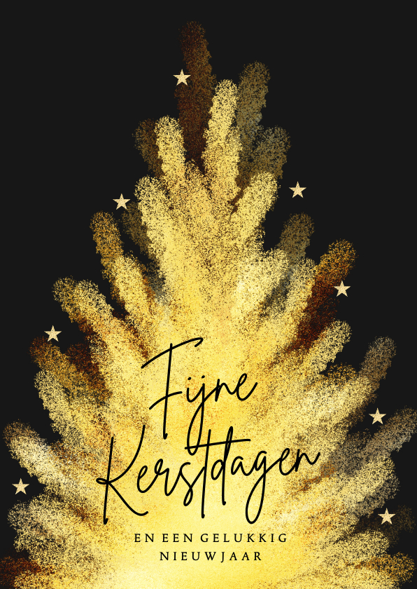Kerstkaart kerstboom goud geel - Kerstkaarten Kerstkaarten - Kerstkaart kerstboom goud geel