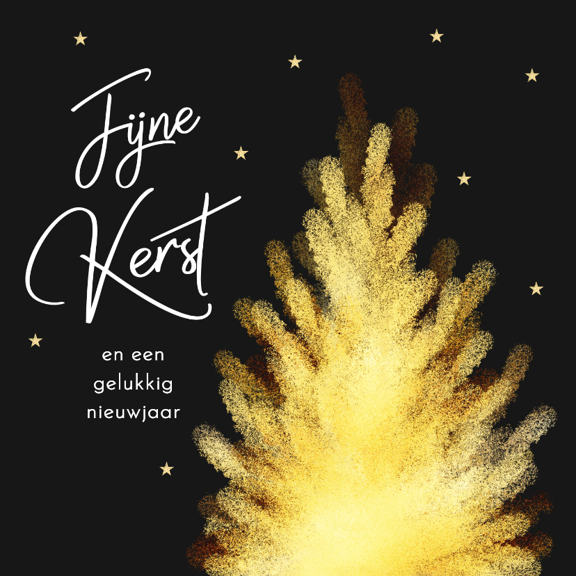 Kerstkaarten - Kerstkaart kerstboom goud