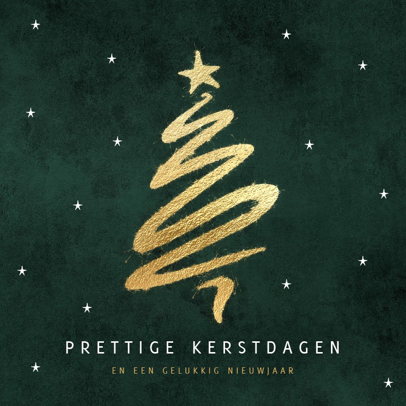 Kerstkaart kerstboom goud - Kerstkaarten Kerstkaarten - Kerstkaart kerstboom goud