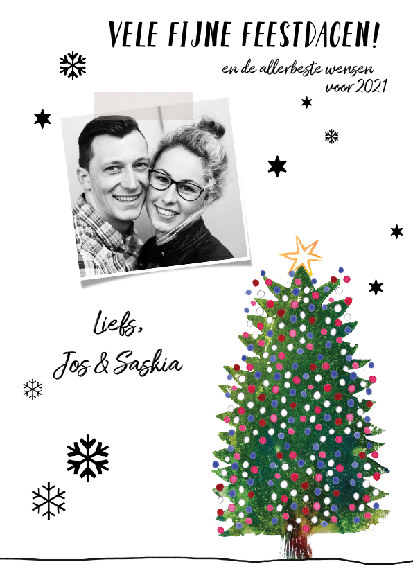 Kerstkaart kerstboom illustratie sfeer - Kerstkaarten Kerstkaarten - Kerstkaart kerstboom illustratie sfeer