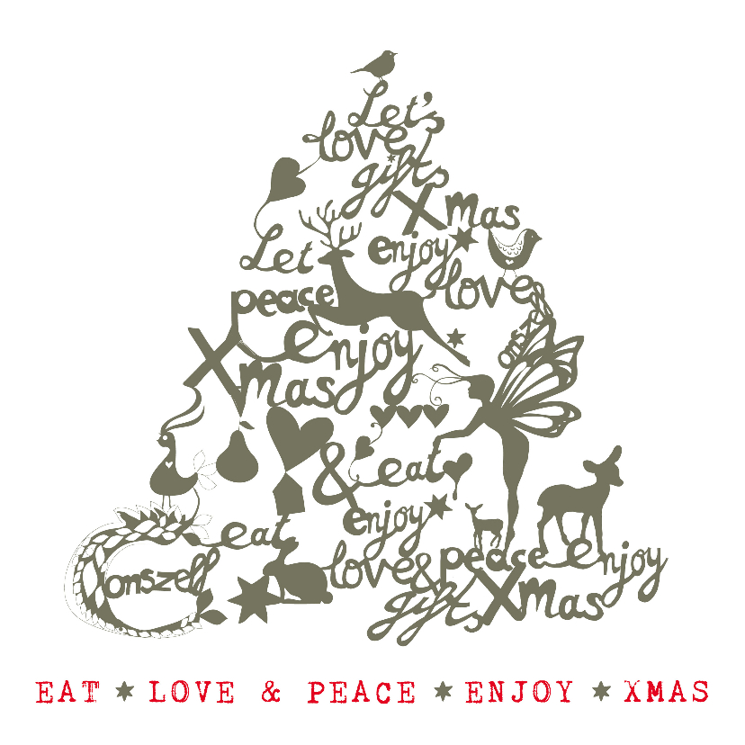 Kerstkaart - Kerstboom illustraties met tekst (wit/groen) - Kerstkaarten Kerstkaarten - Kerstkaart - Kerstboom illustraties met tekst (wit/groen)