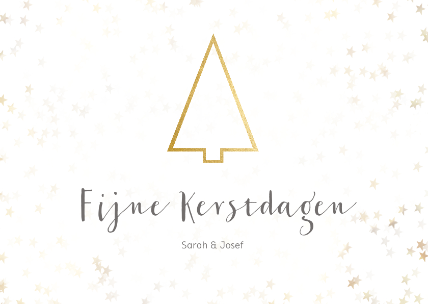 Kerstkaart kerstboom liggend goud - Kerstkaarten Kerstkaarten - Kerstkaart kerstboom liggend goud
