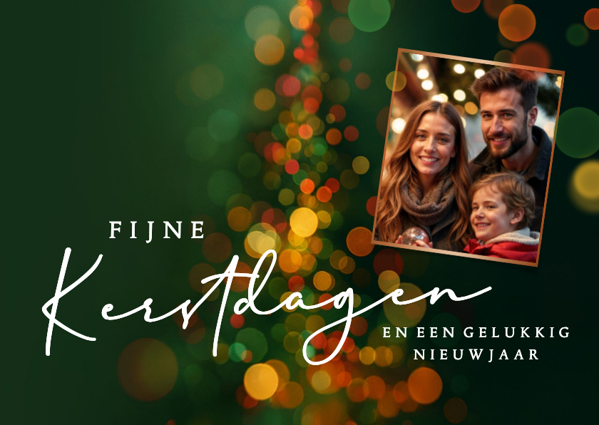 Kerstkaarten - Kerstkaart kerstboom met foto en lichtjes