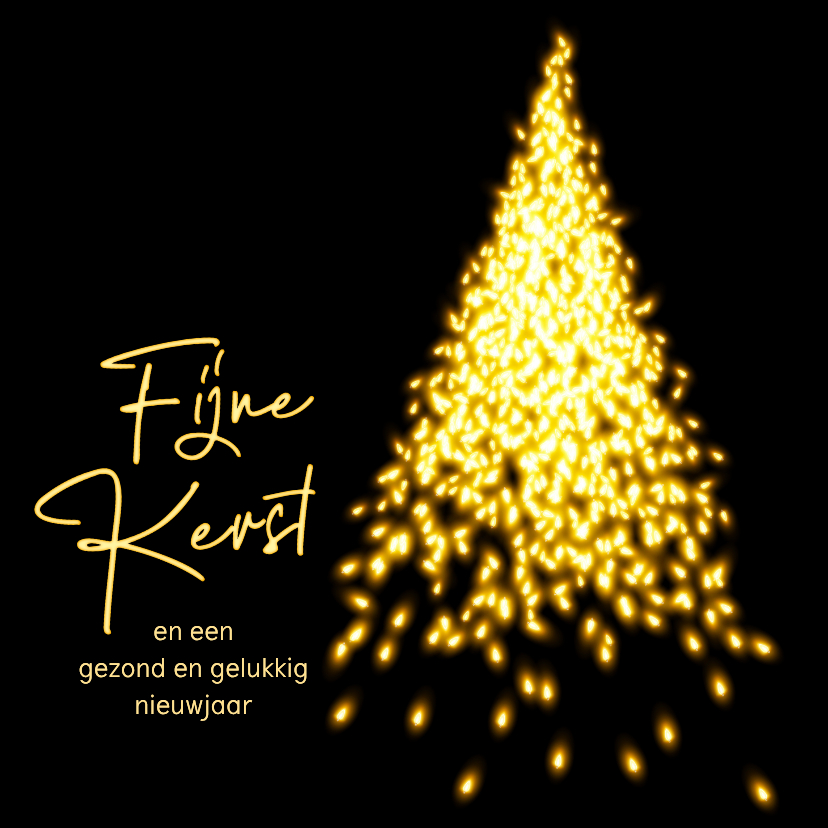 Kerstkaarten - Kerstkaart kerstboom met lampjes en licht