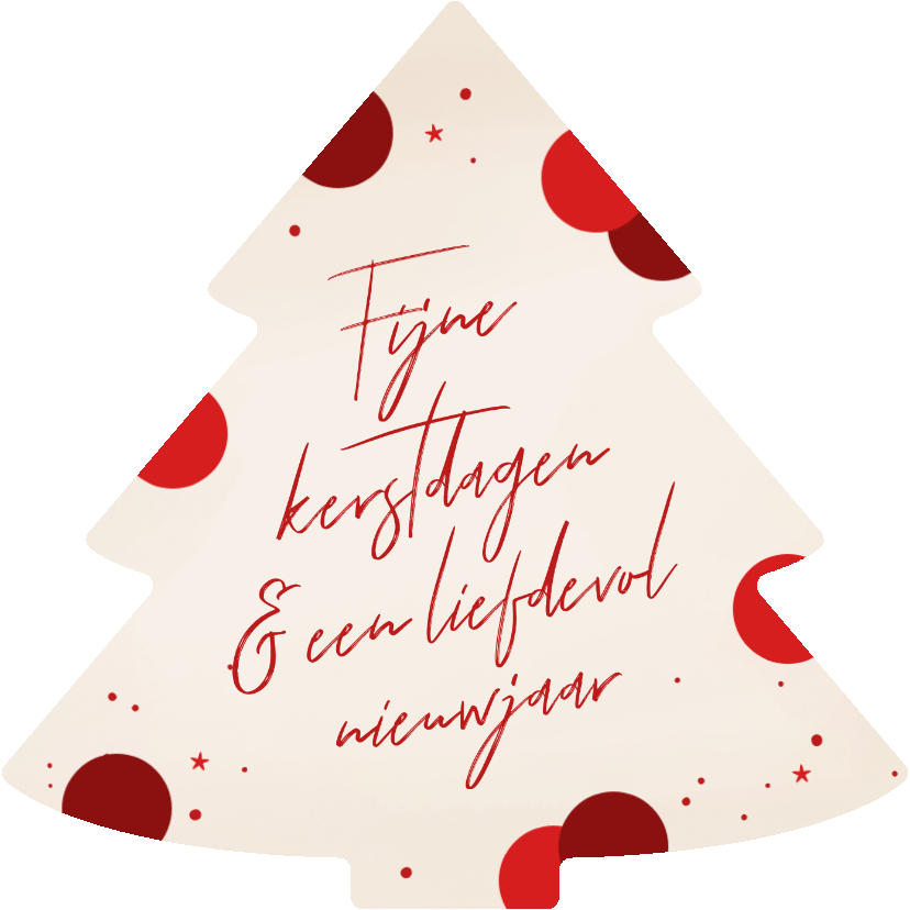 Kerstkaart kerstboomvorm beige met rode confetti - Kerstkaarten Kerstkaarten - Kerstkaart kerstboomvorm beige met rode confetti