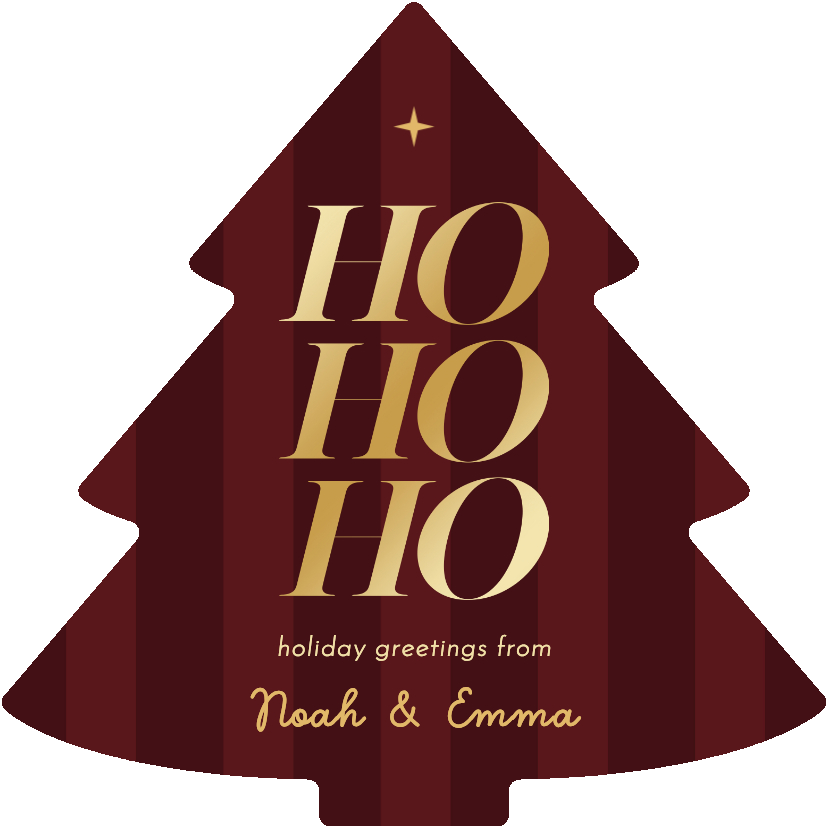 Kerstkaart kerstboomvorm gestreept ho ho ho goud bonprix - Kerstkaarten Kerstkaarten - Kerstkaart kerstboomvorm gestreept ho ho ho goud bonprix