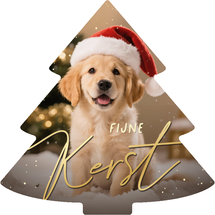 Kerstkaarten - Kerstkaart kerstboomvorm met hond of eigen foto