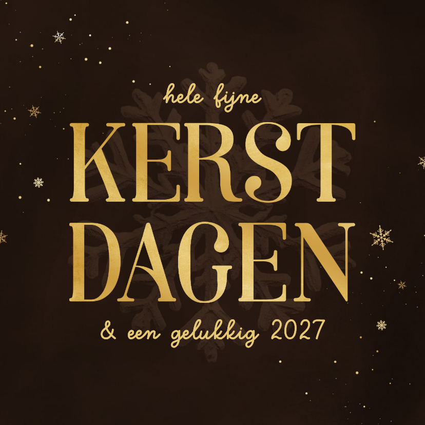 Kerstkaart kerstdagen met sneeuwvlok bruin goudlook - Kerstkaarten Kerstkaarten - Kerstkaart kerstdagen met sneeuwvlok bruin goudlook
