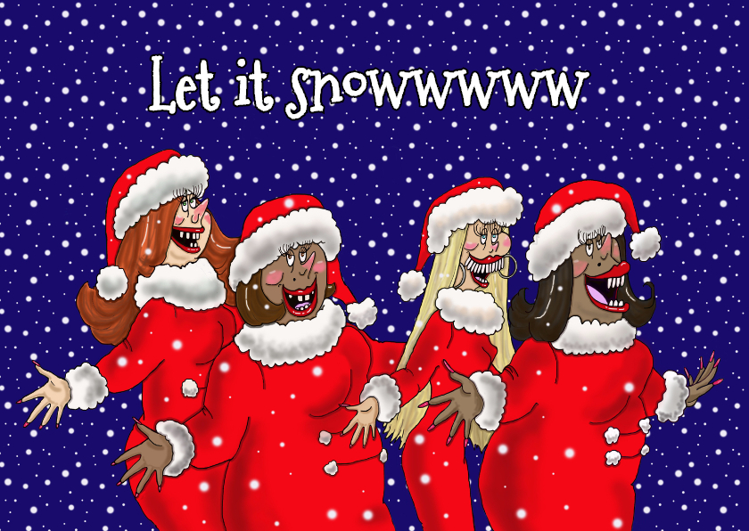 Kerstkaart Kerstdames - Kerstkaarten Kerstkaarten - Kerstkaart Kerstdames
