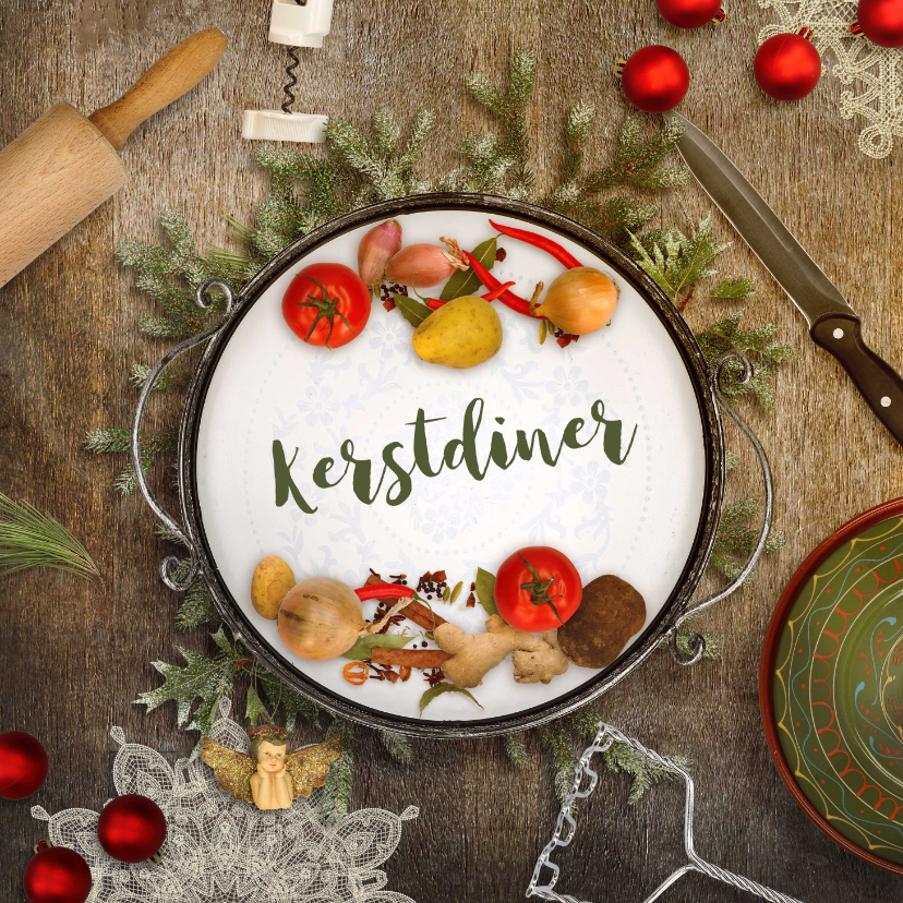 Kerstkaart kerstdiner sfeer keuken - Kerstkaarten Kerstkaarten - Kerstkaart kerstdiner sfeer keuken