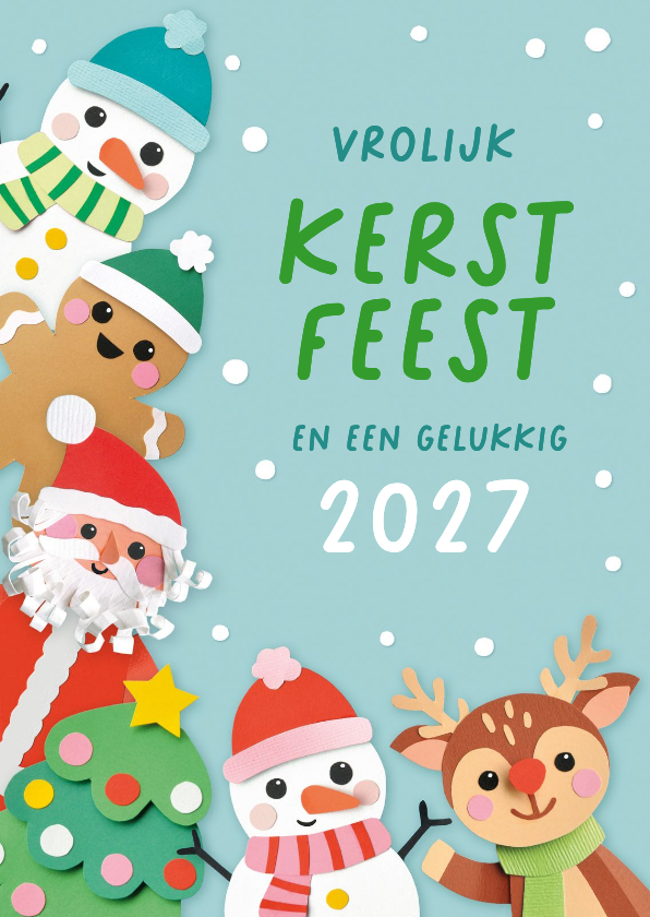 Kerstkaart kerstfiguren en foto - Kerstkaarten Kerstkaarten - Kerstkaart kerstfiguren en foto