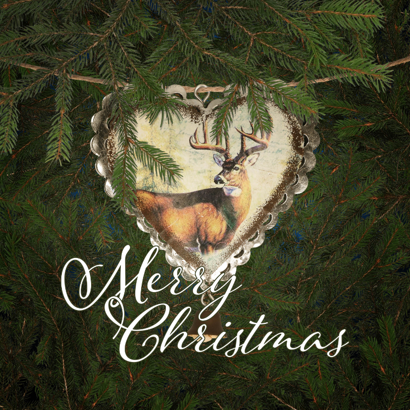 Kerstkaart kersthart en hert - Kerstkaarten Kerstkaarten - Kerstkaart kersthart en hert